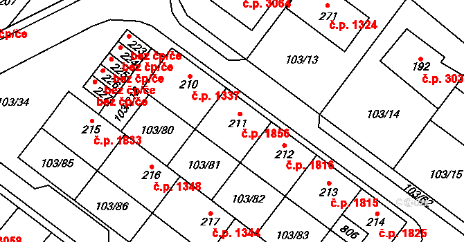 Havlíčkův Brod 1856 na parcele st. 211 v KÚ Perknov, Katastrální mapa