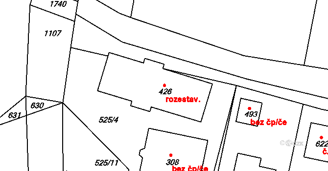 Horoušánky 171, Horoušany na parcele st. 525/4 v KÚ Horoušany, Katastrální mapa