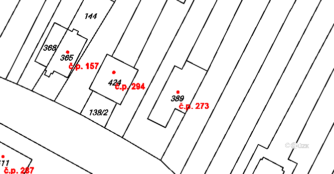 Bohutice 273 na parcele st. 389 v KÚ Bohutice, Katastrální mapa