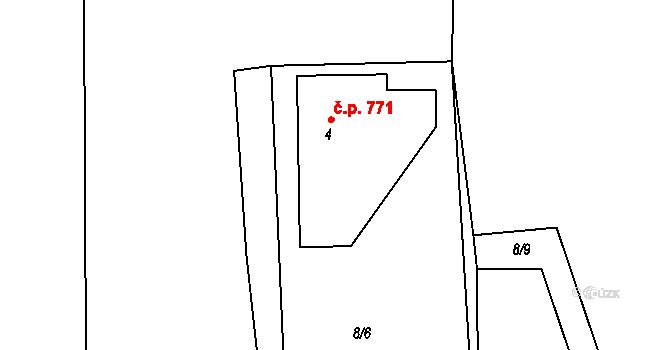 Ostravice 771 na parcele st. 4 v KÚ Staré Hamry 2, Katastrální mapa