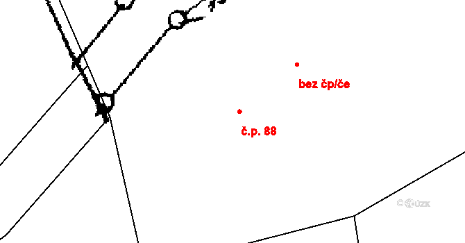 Zichovec 88 na parcele st. 221 v KÚ Zichovec, Katastrální mapa