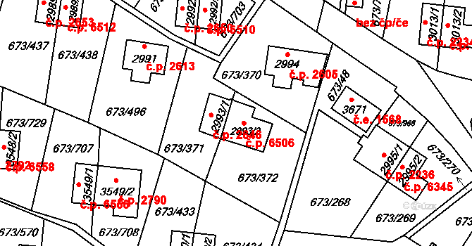 Zlín 6506 na parcele st. 2993/2 v KÚ Zlín, Katastrální mapa