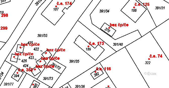 Ústupky 173, Seč na parcele st. 189 v KÚ Proseč u Seče, Katastrální mapa