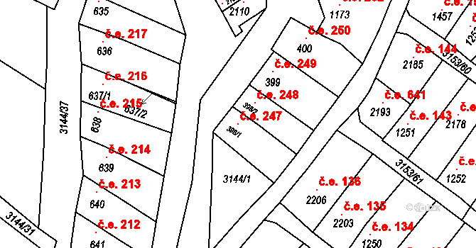 Velké Bílovice 47888059 na parcele st. 398/1 v KÚ Velké Bílovice, Katastrální mapa