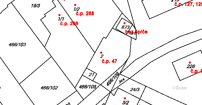 Prachovice 47 na parcele st. 2 v KÚ Prachovice, Katastrální mapa