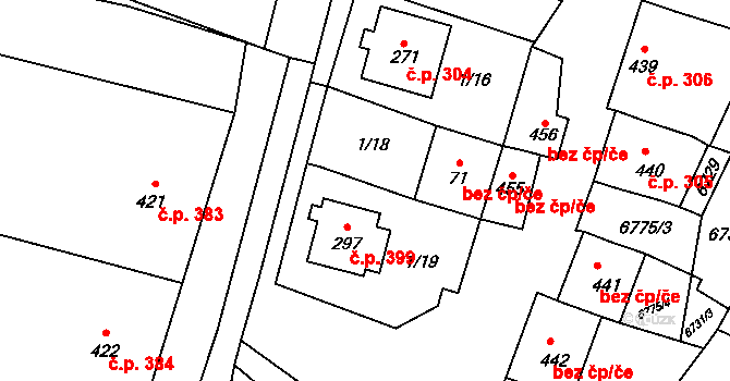 Míšovice 399, Hostěradice na parcele st. 297 v KÚ Míšovice, Katastrální mapa