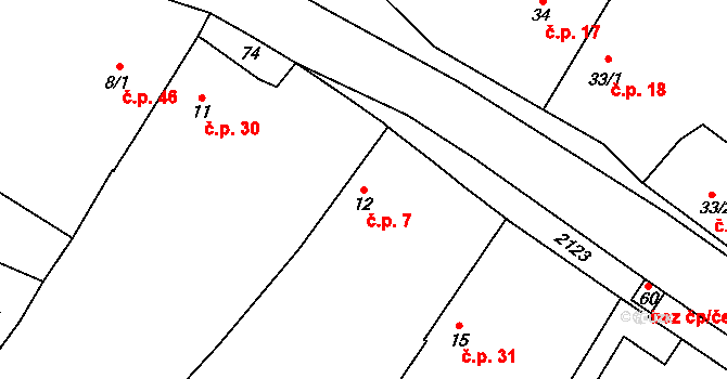 Žichlice 7, Hromnice na parcele st. 12 v KÚ Žichlice u Hromnic, Katastrální mapa