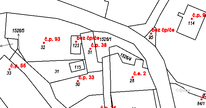 Dražovice 38 na parcele st. 31 v KÚ Dražovice u Sušice, Katastrální mapa