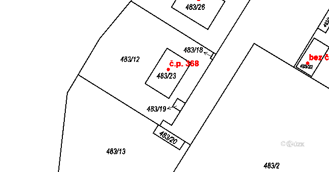 Březová 368 na parcele st. 483/23 v KÚ Březová u Sokolova, Katastrální mapa