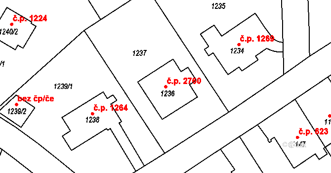 Dejvice 2760, Praha na parcele st. 1236 v KÚ Dejvice, Katastrální mapa