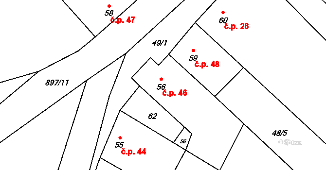Zderaz 46, Kolešovice na parcele st. 56 v KÚ Zderaz u Kolešovic, Katastrální mapa