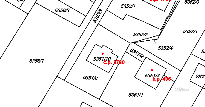 Frýdek 3780, Frýdek-Místek na parcele st. 5351/10 v KÚ Frýdek, Katastrální mapa