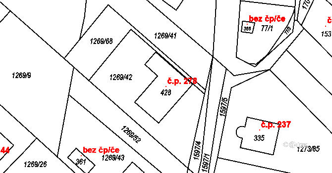 Opatovice 278 na parcele st. 428 v KÚ Opatovice u Hranic, Katastrální mapa