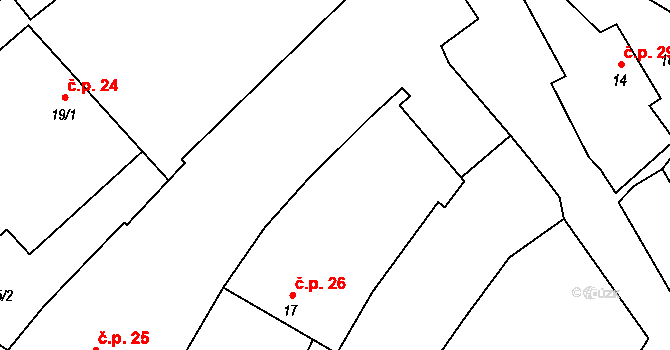 Dobronice 26, Tavíkovice na parcele st. 17 v KÚ Dobronice, Katastrální mapa