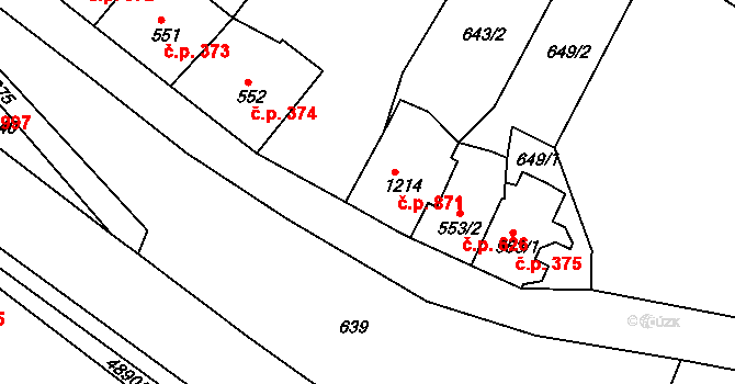 Jáchymov 871 na parcele st. 1214 v KÚ Jáchymov, Katastrální mapa