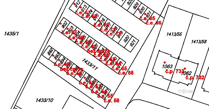 Brtnice 64 na parcele st. 909 v KÚ Brtnice, Katastrální mapa