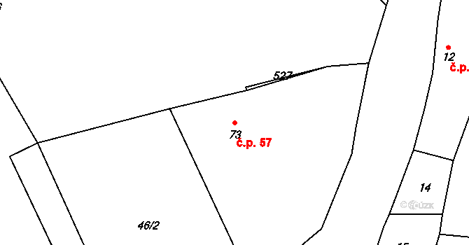 Drnov 57, Žižice na parcele st. 73 v KÚ Drnov, Katastrální mapa