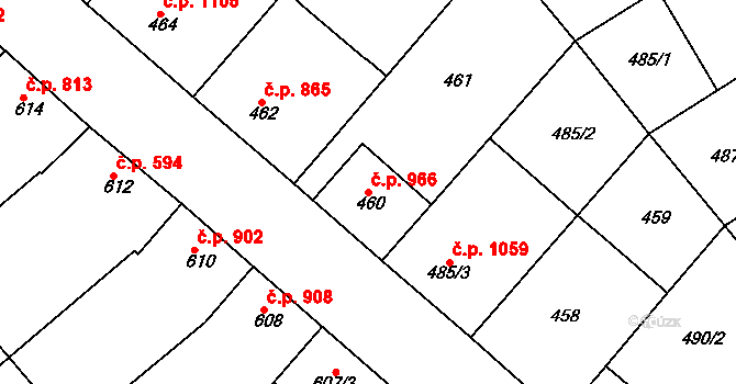 Mistřín 966, Svatobořice-Mistřín na parcele st. 460 v KÚ Mistřín, Katastrální mapa