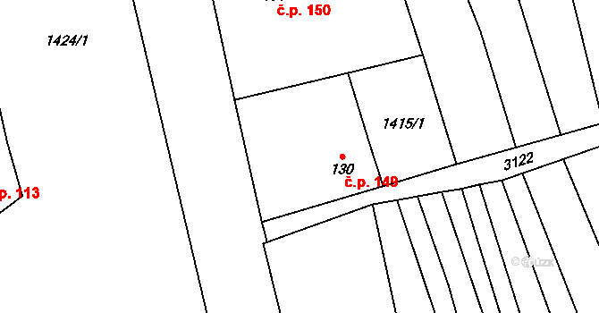 Vřesovice 149 na parcele st. 130 v KÚ Vřesovice, Katastrální mapa