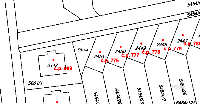 Horní Předměstí 776, Polička na parcele st. 2451 v KÚ Polička, Katastrální mapa