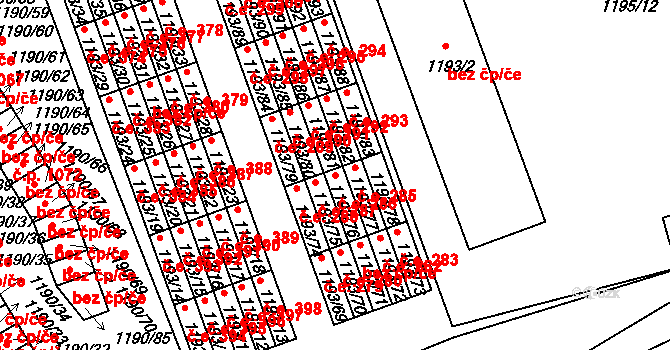 Bechyně 286 na parcele st. 1193/76 v KÚ Bechyně, Katastrální mapa
