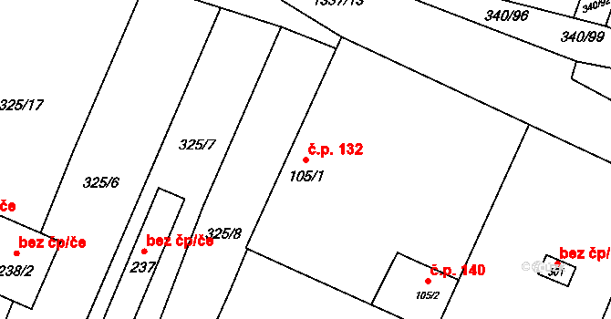 Římov 132 na parcele st. 105/1 v KÚ Římov, Katastrální mapa