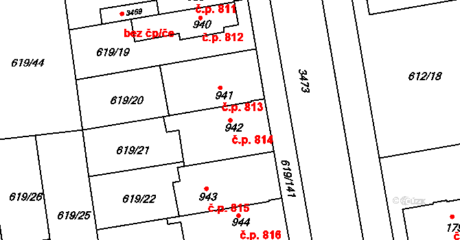 Lysá nad Labem 814 na parcele st. 942 v KÚ Lysá nad Labem, Katastrální mapa