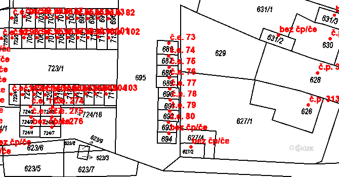 Miřetice u Klášterce nad Ohří 77, Klášterec nad Ohří na parcele st. 690 v KÚ Miřetice u Klášterce nad Ohří, Katastrální mapa