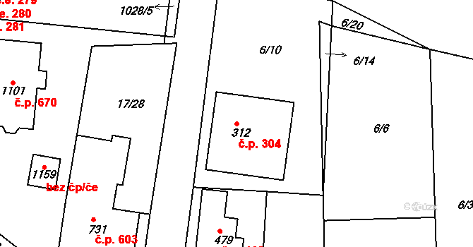 Bohosudov 304, Krupka na parcele st. 312 v KÚ Bohosudov, Katastrální mapa