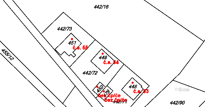 Liběchov 54 na parcele st. 449 v KÚ Liběchov, Katastrální mapa