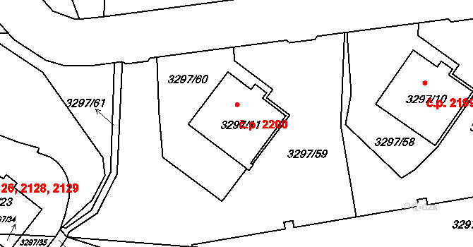 Strašnice 2200, Praha na parcele st. 3297/11 v KÚ Strašnice, Katastrální mapa