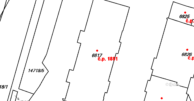 Vsetín 1851 na parcele st. 6817 v KÚ Vsetín, Katastrální mapa