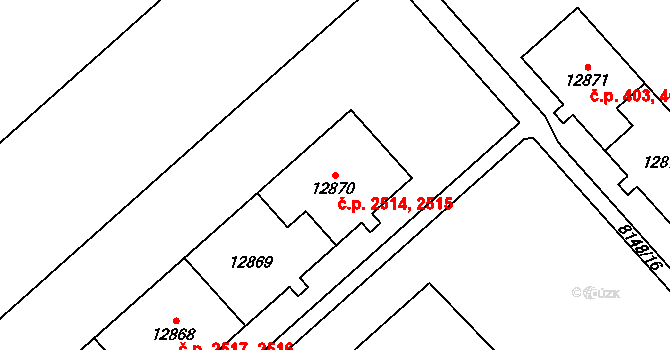 Jižní Předměstí 2514,2515, Plzeň na parcele st. 12870 v KÚ Plzeň, Katastrální mapa
