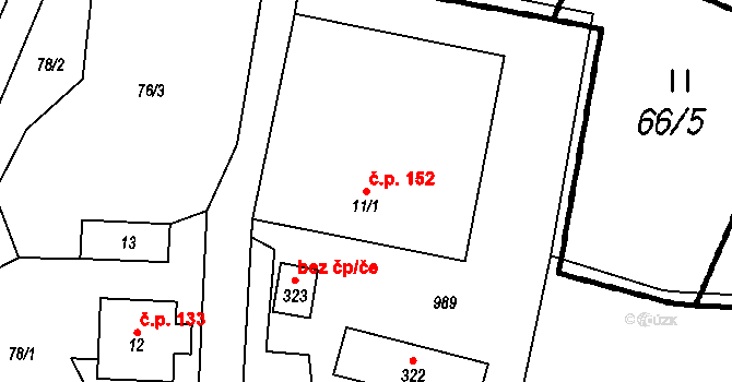 Veselá 152, Zašová na parcele st. 11/1 v KÚ Veselá u Valašského Meziříčí, Katastrální mapa