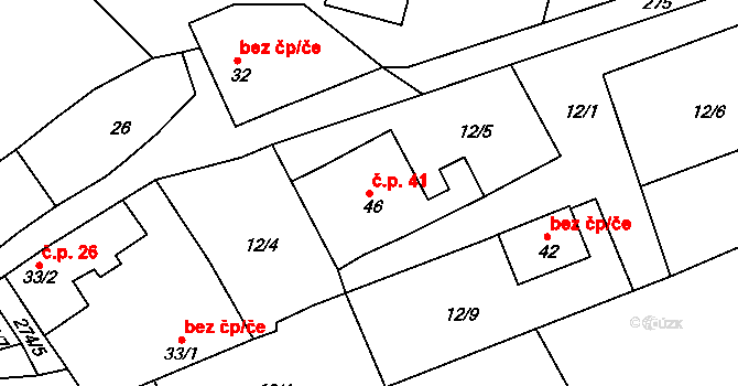 Jackov 41, Moravské Budějovice na parcele st. 46 v KÚ Jackov, Katastrální mapa