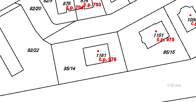 Zeleneč 976 na parcele st. 1161 v KÚ Zeleneč, Katastrální mapa