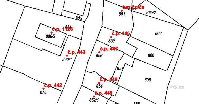 Jemnice 447 na parcele st. 856 v KÚ Jemnice, Katastrální mapa