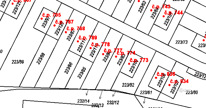 Buštěhrad 777 na parcele st. 223/84 v KÚ Buštěhrad, Katastrální mapa