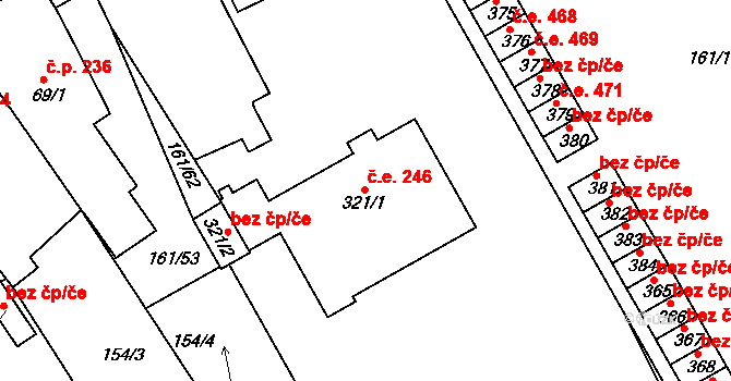 Hrádek na Vlárské dráze 246, Slavičín na parcele st. 321/1 v KÚ Hrádek na Vlárské dráze, Katastrální mapa