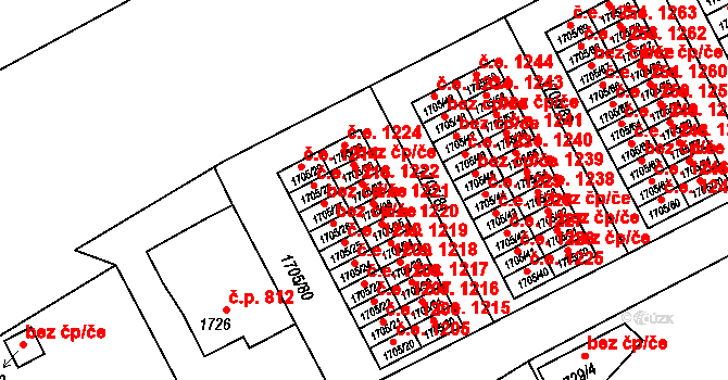 Kopřivnice 1222 na parcele st. 1705/37 v KÚ Kopřivnice, Katastrální mapa