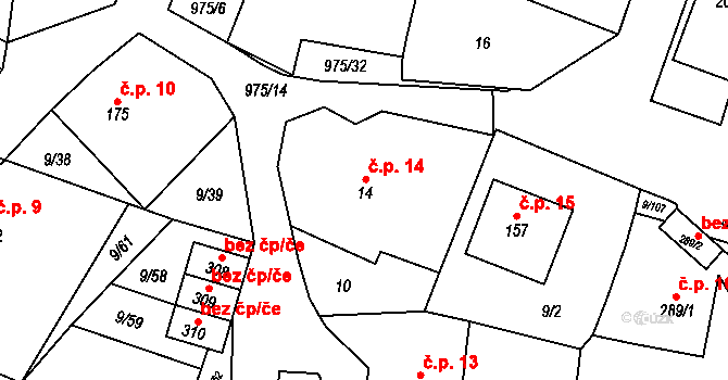 Český Herálec 14, Herálec na parcele st. 14 v KÚ Český Herálec, Katastrální mapa