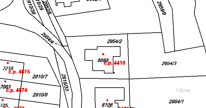 Zlín 4410 na parcele st. 6888 v KÚ Zlín, Katastrální mapa