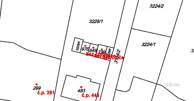 Lysice 43446060 na parcele st. 739 v KÚ Lysice, Katastrální mapa