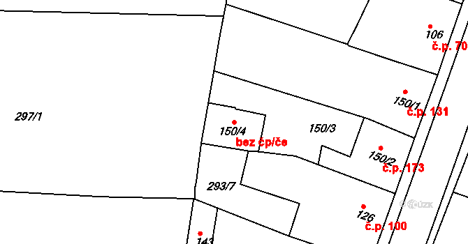 Hostomice 53768060 na parcele st. 150/4 v KÚ Hostomice nad Bílinou, Katastrální mapa