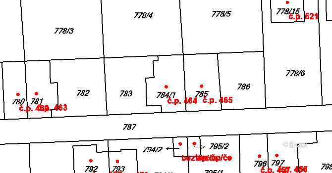 Líně 464 na parcele st. 784/1 v KÚ Líně, Katastrální mapa
