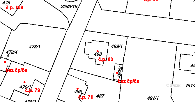 Malé Předměstí 63, Horšovský Týn na parcele st. 488 v KÚ Horšovský Týn, Katastrální mapa