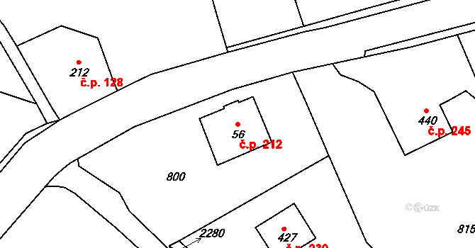 Ludvíkovice 212 na parcele st. 56 v KÚ Ludvíkovice, Katastrální mapa