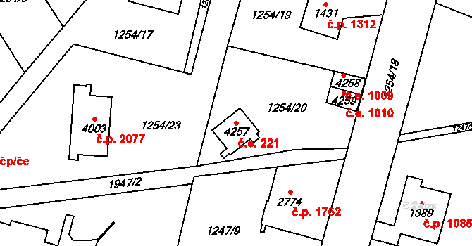 Náchod 221 na parcele st. 4257 v KÚ Náchod, Katastrální mapa