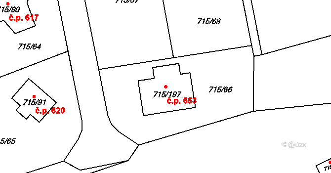 Loket 653 na parcele st. 715/197 v KÚ Loket, Katastrální mapa