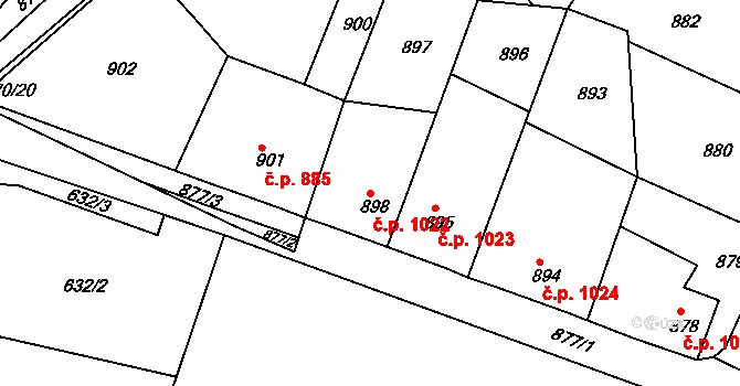 Vejprty 1022 na parcele st. 898 v KÚ Vejprty, Katastrální mapa